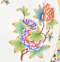 Herendi Viktória mintás óriás méretű, áttört dísztál. Kézzel festett, jelzett, hibátlan. d:51 cm