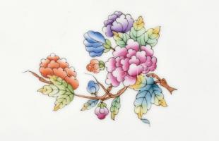 Herendi Viktória mintás óriás méretű, áttört dísztál. Kézzel festett, jelzett, hibátlan. d:51 cm