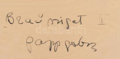 Papp Gábor (1936-): Brac sziget II. Olaj, fa, jelzett a hátoldalán. Hátoldalán Koszta József Galéria...