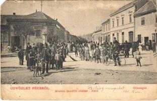 1904 Pécs, Országút, gyógyszertár, Mitzky Mór üzete. Blancz József kiadása (EM)