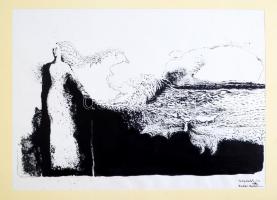 Kádár Katalin (1951): Varázslatok IV., 1986. Tus, papír, jelzett. Paszpartuban. 25×35 cm