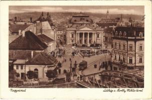 1942 Nagyvárad, Oradea; Látkép a Horthy Miklós térrel, híd, villamos / bridge, square, tram (EK)