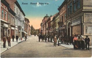 1915 Kassa, Kosice; Kossuth Lajos utca, Heilman Henrik üzlete / street view, shops + TOLMÁCS POSTAI ÜGYN (EK)