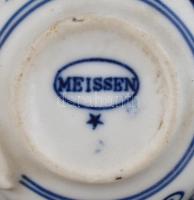 Meisseni porcelán kékfestéses kávés csésze, és csésze alj, jelzett, d: 10 cm