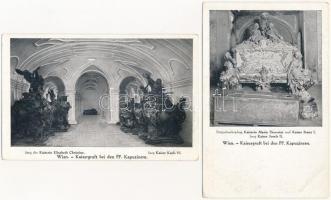 2 db RÉGI képeslap: királyi sírok Bécsben / 2 pre-1945 postcards: Royalty tombs in Wien