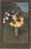 1919 The Butterfly. Lady art postcard. C.W. Faulkner & Co. Series 1219.