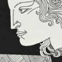 Szász Endre (1926-2003): Női arc (Emese). Szitanyomat, papír, számozott (78/100), jelzett, felcsavar...