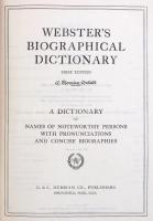 Webster's biographical dictionary. Springfield, 1956, G. & C. Merriam. Angol nyelven. Kiadó...