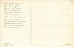 Guten Tag, Herr Gärtnersmann! Nach dem Original von Mela Koehler / Children art postcard. M. Munk Wi...