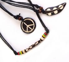 Férfi bőr nyaklánc, 3 db