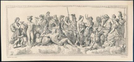 1884 Tiburce de Mare (1840-1900), Raphael Sanzio után: Antik istenségek. Metszet, papír, 9,5x23 cm