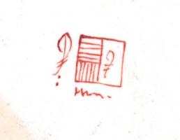 Kínai stílusú, tök alakú porcelán vázapár. XIX. századi Samson (Párizs) jelzéssel. Az egyik vázát a ...