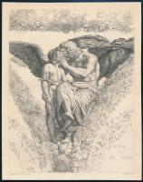 1884 Tiburce de Mare (1840-1900), Raphael Sanzio után: Jupiter és Ámor. Metszet, papír, 18,5x14,5 cm
