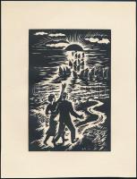Frans Masereel (1889-1972): Tengerparti naplemente. Fametszet, papír, jelzett a fametszeten, 16×11 cm