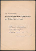 P. Dr. Franz Irenäus Galambos: Aus dem Kulturleben in Oberschützen um die Jahrhundertwende. Német nyelven, szerző által dedikált, 12p