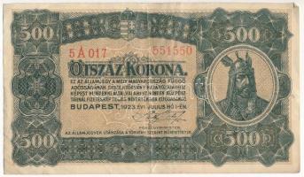 1923. 500K nyomdahely jelölés nélkül T:III Hungary 1923. 500 Korona without printers mark :CF Adamo K34