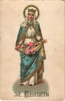 Szent Erzsébet / St. Elisabeth / Saint Elizabeth of Hungary. HWB. Ser. 3338. golden litho (kopott sarkak / worn corners)