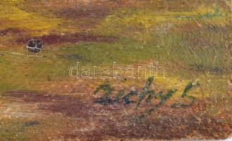 Zichy S jelzéssel: Vitorlás vihar előtt. Olaj, vászon. Jobb felső sarkában törésnyommal. 33,5x23,5 c...