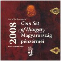 2008. 1Ft-100Ft (7xklf) Reneszánsz emlékév forgalmi sor szettben + Mátyás denár Ag fantáziaverete Reneszánsz emlékév dísztokos forgalmi szettben T:BU Adamo FO42.3