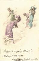 1900 Ladies in a snowball fight