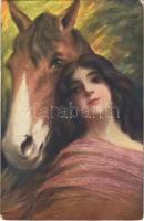 Lady with horse. B.K.W.I. 703-2. (EK)