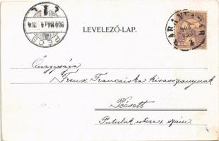 1900 Winter landscape, greeting art postcard litho