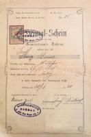 cca 1860-1900 Közel 90 db fejléces osztrák számla, nyugta, okmánybélyeggel, lefűzve gyűjtemény szerű...