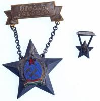 ~1950. Kiváló dolgozó Rákosi-címeres zománcozott fém kitüntetés miniatűrrel, dombornyomott Rákosi-címeres eredeti tokban T:1-