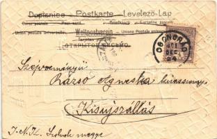 1901 Karácsonyi üdvözlet / Christmas greeting art postcard, winter. Emb. litho (EK)