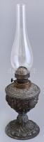 Petróleum lámpa. Spiáter, üveg burával 48 cm