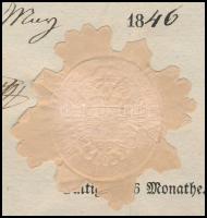 1845 Bécs, Művészeti Akadémia tangíj nyugta 6 kr szignettával , VIenna, Art Academy receipt