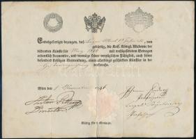 1846 Bécs, Művészeti Akadémia tangíj nyugta 6 kr szignettával , VIenna, Art Academy receipt