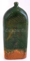 1882 Pálinkás butéla. Mázas cserép, felirattal, jó állapotban. m: 19,5 cm