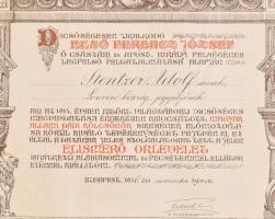 1916 I. világháborús hadi kölcsön jegyzéséért adott elismerő oklevél Lovrin jegyzőjének. Teleszky Já...