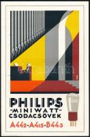 cca 1930 Philips rádió cső, illusztrált kihajtható reklám prospektus.