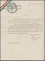 1938 Országos Kereskedő és Iparos Szövetség által rendezett tanulmányi verseny, meghívó törésnyommal, hozzá tartozó levél fejléces papíron, eredeti kissé sérült borítékban, mindegyiken nyomtatott nemzeti trikolórral