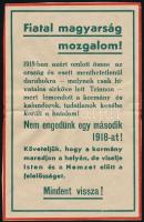 cca 1930 Fiatal Magyarság Mozgalom irredenta szórólap, javított szakadással, 20x12,5 cm