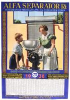 1938 Alfa Separator mezőgazdasági reklám plakát 38x19 cm. Hajtva, hátoldalán firkákkal.