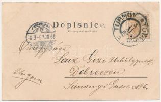 1899 Turnov, Turnova nad Jizerou, Turnau; street view in winter, man with sled. Antonin Werich (EB)