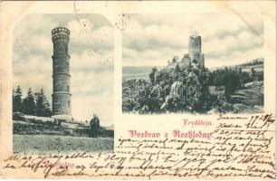 1899 Frydstejn, Friedstein; Rozhledna, Frydstejn / Burg Friedstein / castle ruins, lookout tower (EK)