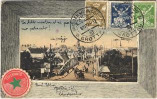 1922 Hrádek nad Nisou, Grottau; street view, bridge. TCV card (EK)