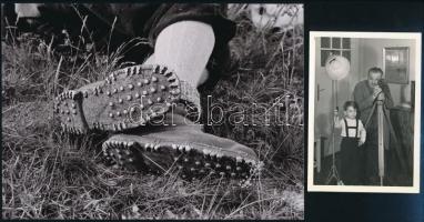 cca 1938 Szabó Lajos (?-?) újpesti fotóművész hagyatékából, 1 db vintage NEGATÍV + 1 db erről készült mai nagyítás + 1 db vintage fotó (cca 1958) a kisunokájával, 24x36 mm és 13x18 cm