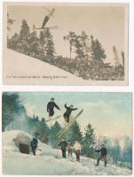 7 db RÉGI téli sport motívum képeslap: síugrás / 7 pre-1945 winter sport motive postcards: ski jump