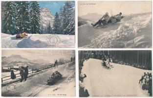 7 db RÉGI téli sport motívum képeslap: bobszán/ 7 pre-1945 winter sport motive postcards: bobsleigh, sled
