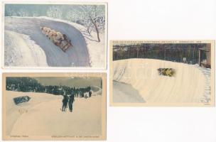 7 db RÉGI téli sport motívum képeslap: bobszán/ 7 pre-1945 winter sport motive postcards: bobsleigh,...