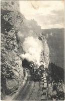 1911 Semmering, Krausel-Klause im Adlitzgraben. Semmeringbahn / railway bridge, viaduct, locomotive, train. Georg Kleinhans Erben No. 5014. (fl)