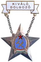 1952. Kiváló Dolgozó Rákosi-címeres, részben zománcozott, aranyozott kitüntető jelvény, eredeti Rákosi-címeres tokban T:1,1-