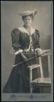 cca 1906 Uher Ödön (1862-1931) császári és királyi udvari fényképész műtermében készült, keményhátú vintage fotó, 16,2x8,3 cm