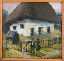 Szakács Zoltán (?-): Őrségi tájház, 1988. Olaj, farost. Jelzett. Fa keretben. 54x56,5 cm