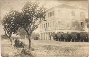 1918 Gorgo dei Molini / WWI Austro-Hungarian K.u.K. military, Italian front, trucks. photo (EK)